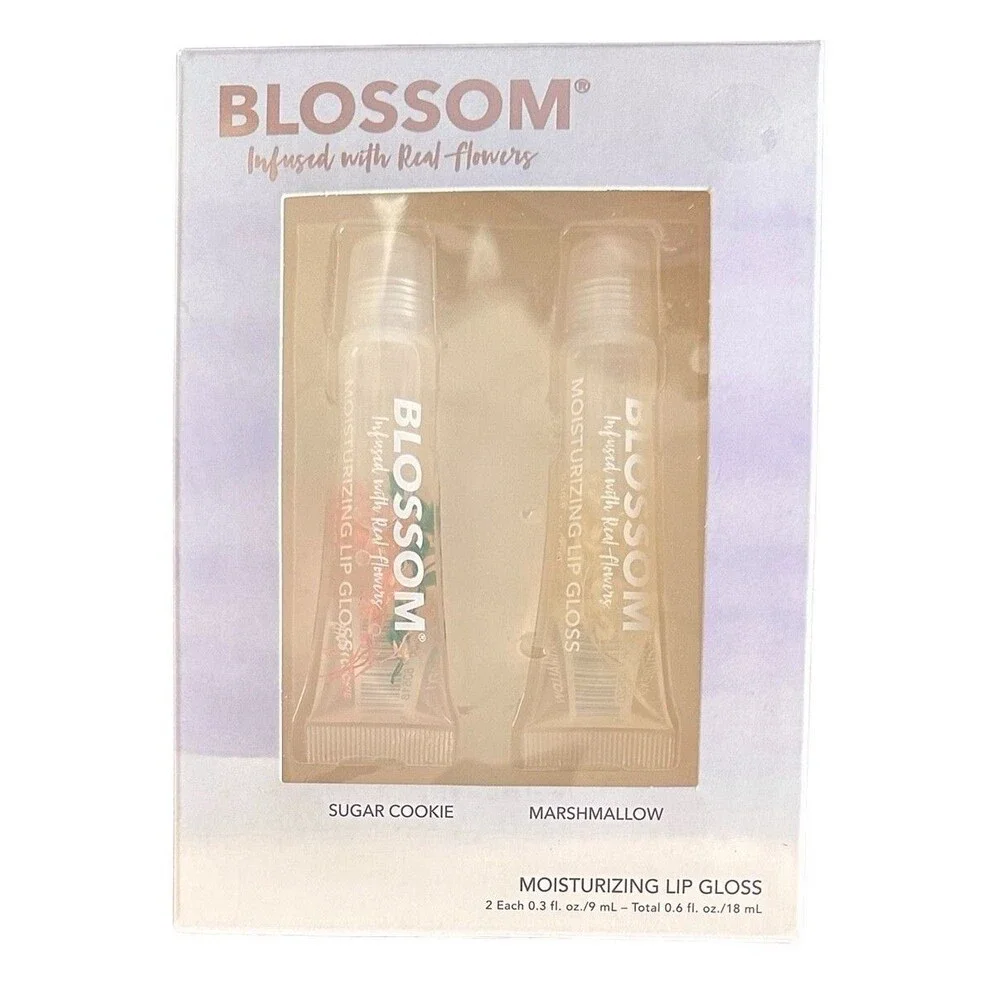 BLOSSOM Set of 2 Moisturizing Lip Gloss - Sugar Cookie & Marshmallow